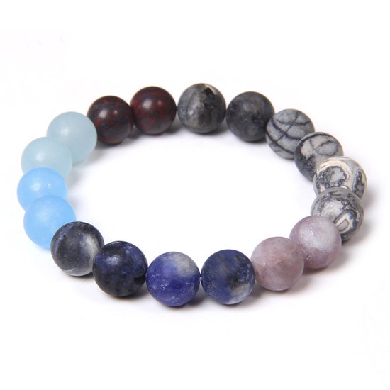 Marama - bracelet Galaxy - perles rondes en pierre naturelle mate - élastique