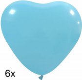 Hartjes ballonnen lichtblauw, 6 stuks, 25cm