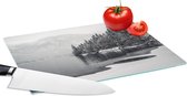Glazen Snijplank - 28x20 - Water - Winter - Natuur - Dennenboom - Snijplanken Glas