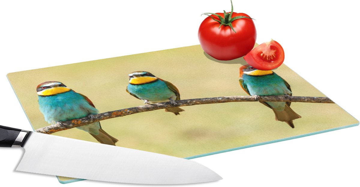 Glazen Snijplank - 28x20 - Vogels - Dieren - Bijeneter - Snijplanken Glas