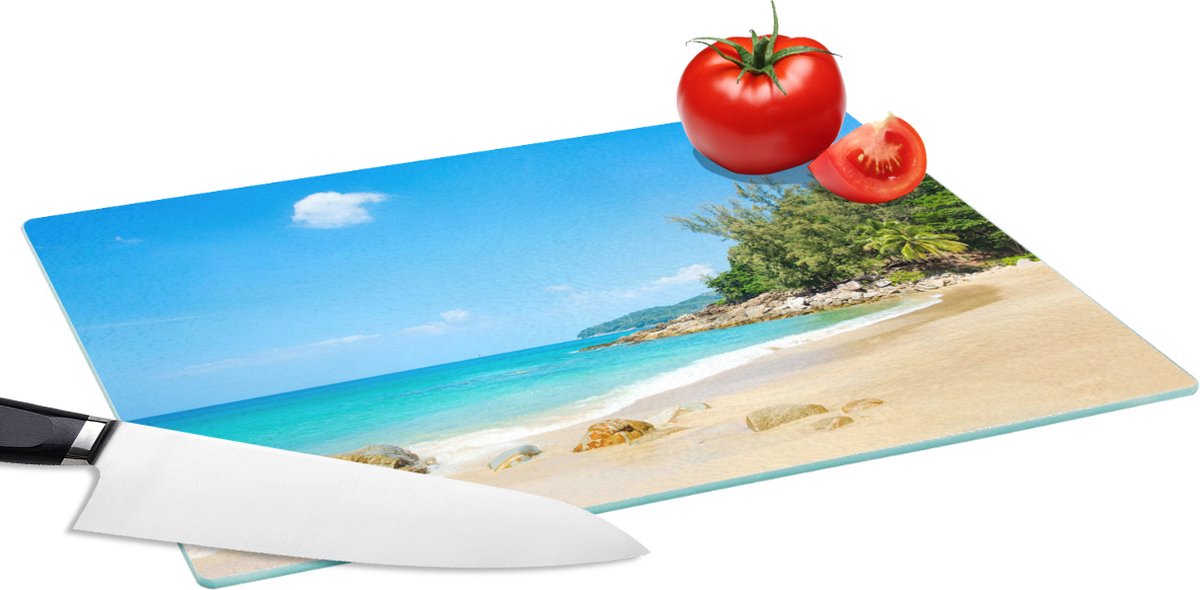 Glazen Snijplank - 39x28 - Strand - Zee - Planten - Tropical - Snijplanken Glas