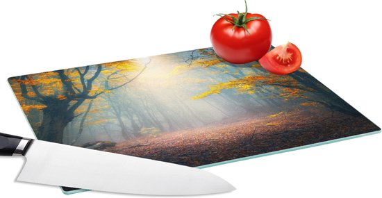Planche à découper en Verres - 28x20 - Forêt - Brouillard - Automne - Planches à découper en Glas