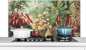 Spatscherm keuken 120x60 cm - Kookplaat achterwand Bloemen - Kunst - Vintage - Natuur - Botanisch - Muurbeschermer - Spatwand fornuis - Hoogwaardig aluminium