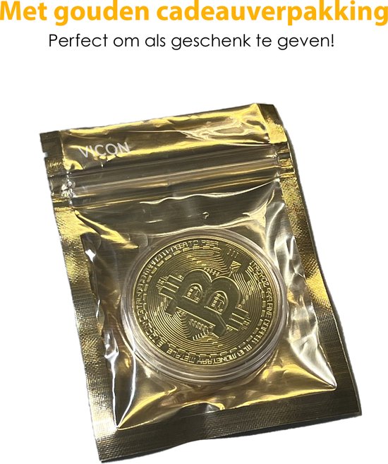 Bitcoin munt met Hardcase en Gouden Verpakking - Crypto munt - Ethereum - BTC - Merkloos