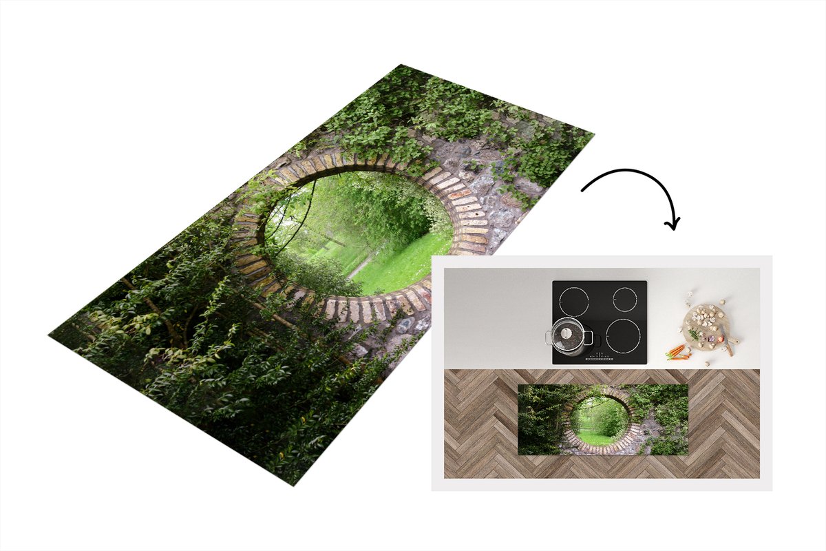 KitchenYeah Keukenloper - Loper keuken - Park - Doorkijk - Natuur - 120x50 cm - Keukenloper vinyl Multicolor