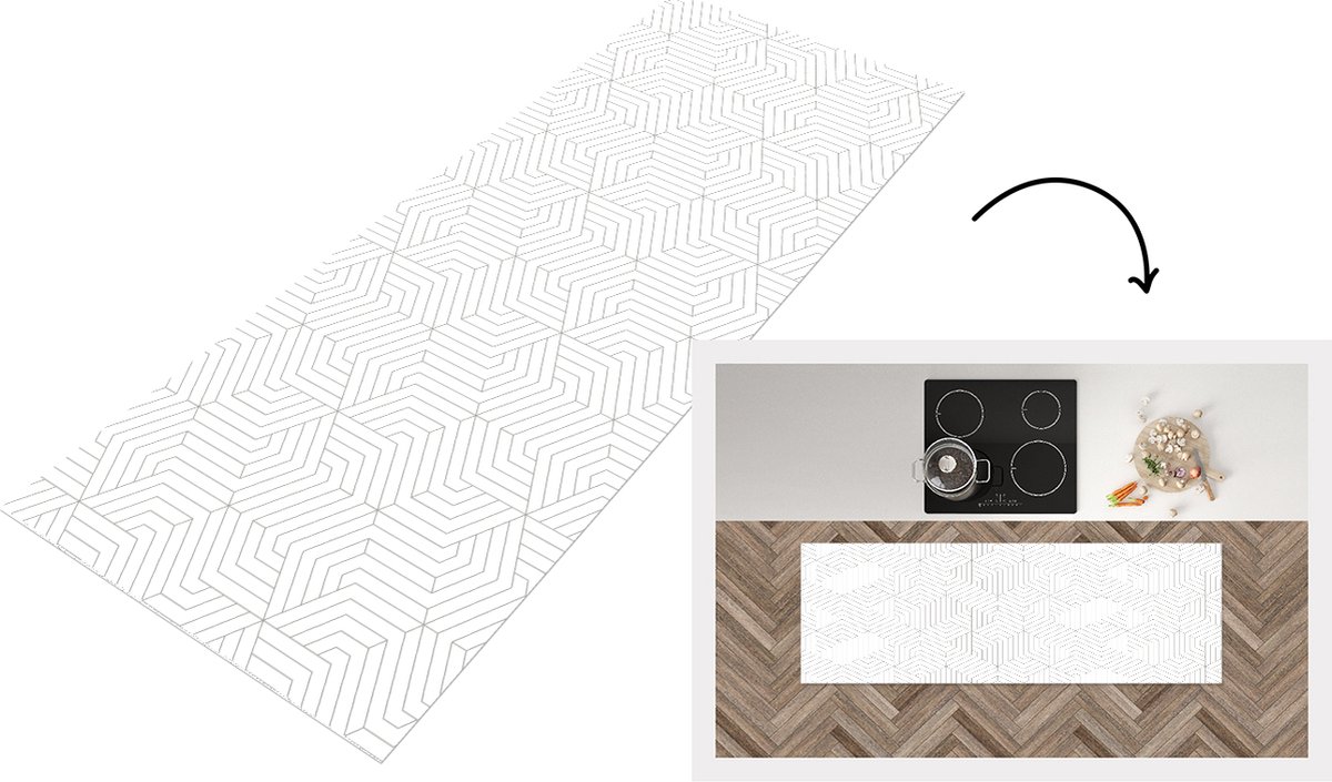 KitchenYeah Keukenloper - Loper keuken - Abstract - Patronen - Design - Lijn - 180x60 cm - Keukenloper vinyl Multicolor