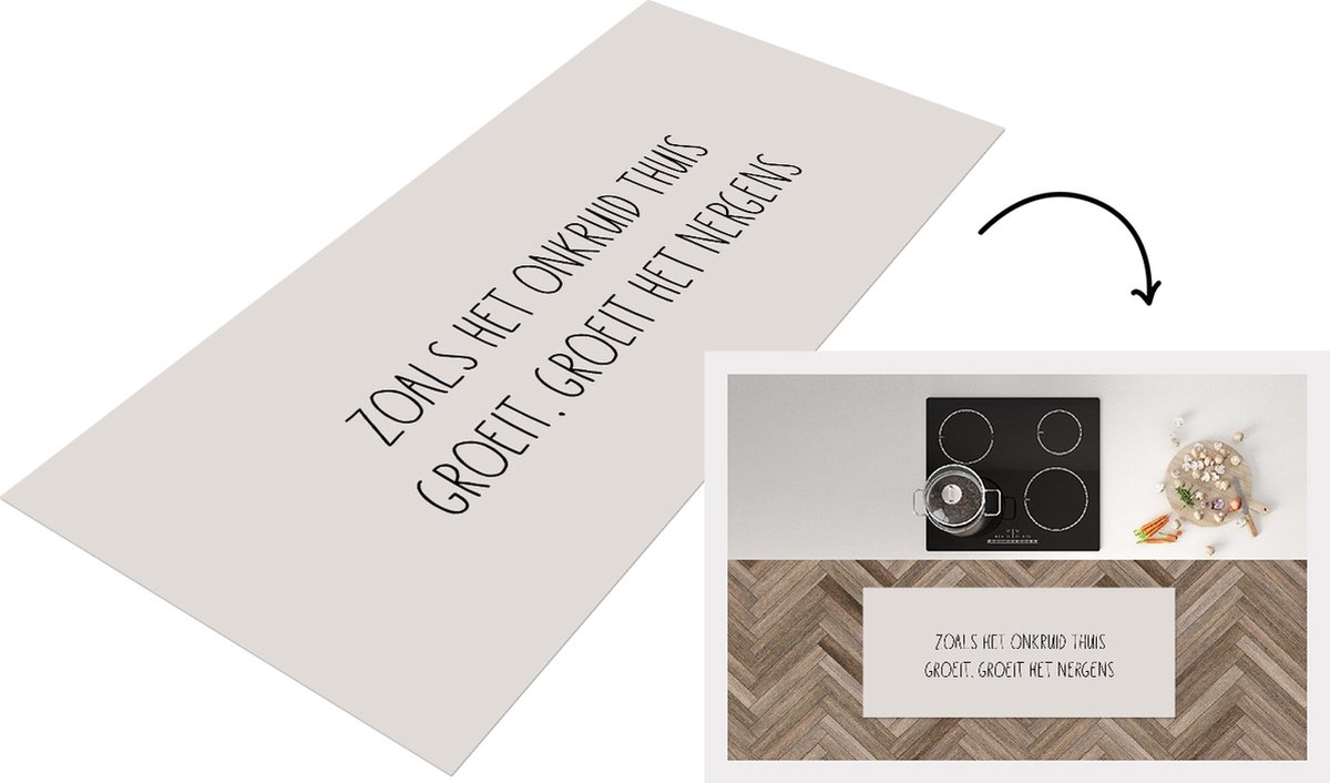 KitchenYeah Keukenloper - Loper keuken - Zoals het onkruid thuis groeit, groeit het nergens - Tuinieren - Quotes - Tekst - 120x50 cm - Keukenloper vinyl Multicolor