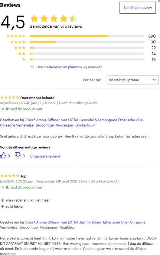 O'dor® Aroma Diffuser - 2 flesjes 100% PURE Etherische Olie - Luchtbevochtiger - Aromatherapie - Geurverspreider - Etherische olie - Verstuiver - Aromadiffusers - Lichtbruin