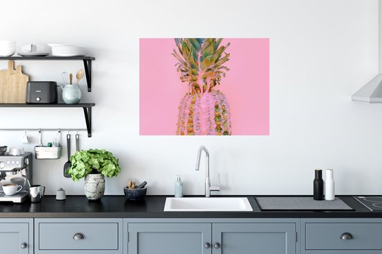 Stickers muraux - Film autocollant - Peinture - Ananas - Rose - Été - 80x60 cm - Film adhésif - Stickers muraux chambre d'enfant - Papier peint autocollant - Papier peint autocollant - Film autocollant