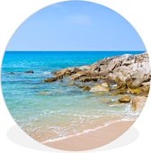 WallCircle - Wandcirkel ⌀ 140 - Strand - Zee - Tropisch - Zomer - Ronde schilderijen woonkamer - Wandbord rond - Muurdecoratie cirkel - Kamer decoratie binnen - Wanddecoratie muurcirkel - Woonaccessoires