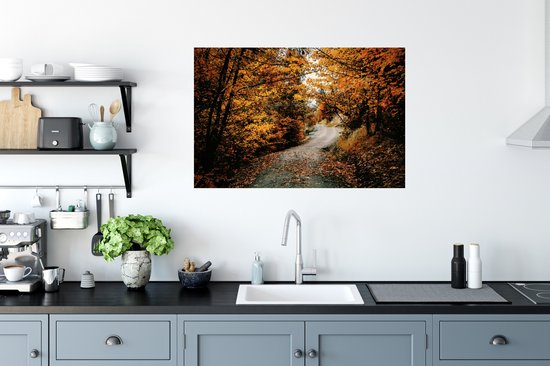 Stickers muraux - Forêt d'automne - Chemin - Feuilles - Rural - 90x60 cm - Feuille adhésive