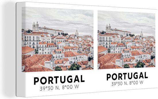 Canvas Schilderij Portugal - Lissabon - Uitzicht - 80x40 cm - Wanddecoratie