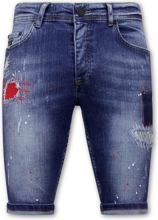 Local Fanatic Exclusive Short Jeans Stretch Hommes - 1041 - Blauw - Tailles: 34