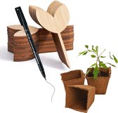 Plantlabel bamboe bladvorm - 20 stuks - Incl. watervaste Staedler marker - Plantkaartjes, plantenlabels, plantenstekers, moestuinbordjes, plantstekers, plantenetiket voor in de tuin