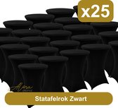 Statafelrok zwart 80 cm - per 25 - partytafel - Alora tafelrok voor statafel - Statafelhoes - Bruiloft - Cocktailparty - Stretch Rok - Set van 25