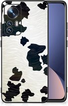 GSM Hoesje Xiaomi 12 | 12X Silicone Hoesje met Zwarte rand Koeienvlekken
