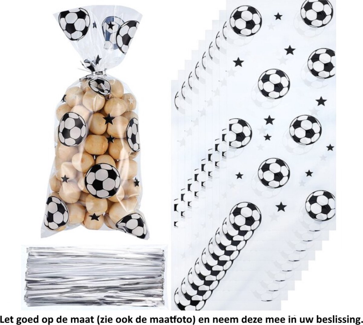 25x Uitdeelzakjes Voetbal 12.5 x 27.5 cm - Football Stars - Sterren - Soccer Cup - Bal - WK - EK - Cellofaan Plastic Traktatie Kado Zakjes - Snoepzakjes - Koekzakjes - Koekje - Cookie Bags op Prijzenvolger.com