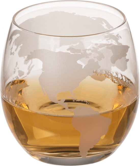 Globe drink dispenser incl. 2 drinking glas - Wereldbol drank karaf met 2 drinkglazen - Glas - 850 ml karaf