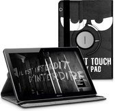 kwmobile hoes geschikt voor Huawei MediaPad T3 10 - 360 graden tablethoes - Don't Touch My Pad design - wit / zwart