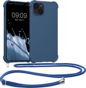 kwmobile telefoonhoesjegeschikt voor Apple iPhone 13 - Hoesje van siliconen met telefoonkoord - In donkerblauw
