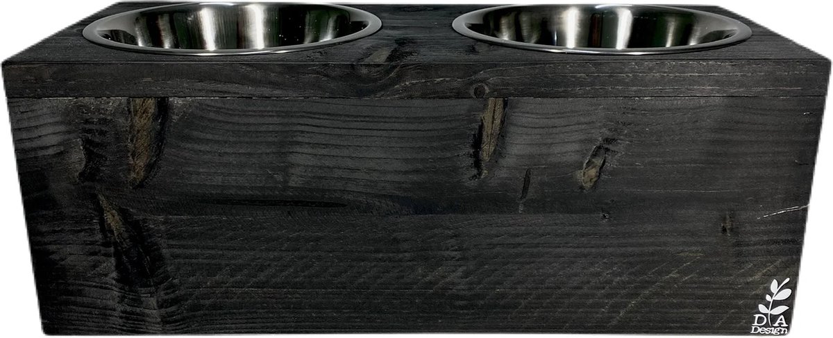 Bol.com Voerbak steigerhout maat XL Black Wash aanbieding