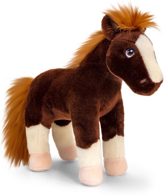 Pluche knuffel dieren paardje 26 cm - Knuffelbeesten - Boerderij dieren paarden speelgoed