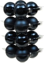 Othmara Kerstballen - 16 stuks - glas - donkerblauw - 8 cm