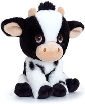 Pluche knuffel dieren zwart/witte koe 18 cm - Knuffelbeesten - Boerderij dieren koeien