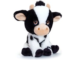 Keel Toys pluche knuffel Koe - zwart/wit - 18 cm - knuffeldieren van de boerderij