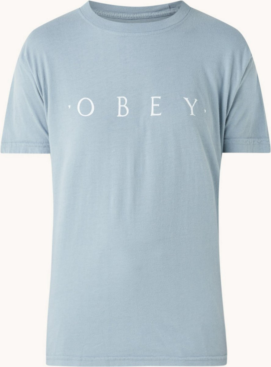 Obey Novel T-shirt van biologisch katoen met tekstprint - Blauw - Maat S