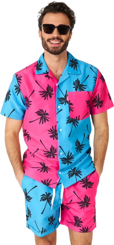 OppoSuits Parallel Palm Heren Zomer Set  - Bevat Shirt En Shorts - Tropische Zwem Kleding - Meerkleurig - Maat M