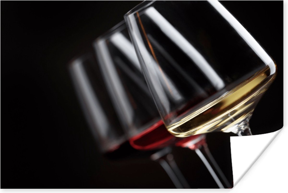 Poster Wijnglas - Wijn - Alcohol - 90x60 cm