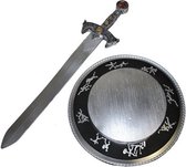 Verkleed speelgoed wapens set Middeleeuws/ridder/vikingen zwaard 58 cm en schild 32 cm - Kostuum accessoires