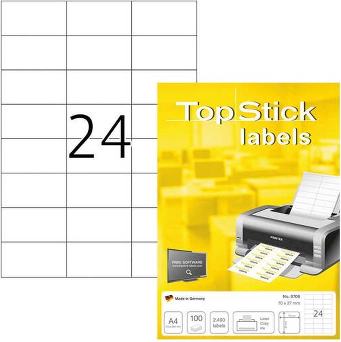 Top Stick 8706 printeretiket Wit Zelfklevend printerlabel