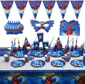 145 delig verjaardagset - Thema: Spiderman - met tafelkleed, borden en bekers - Versiering voor feestjes, verjaardag