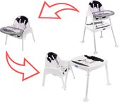 Guimo 3 in 1 voedingsstoel / kinderstoel met 5-punts gordel stars zwart - Voederstoel kind - Ook te gebruiken als tafel met stoel - Eetkamerstoel voor baby's