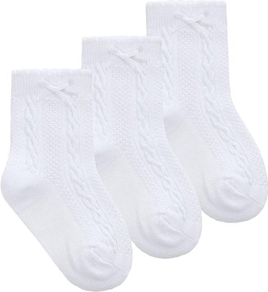 Tick Tock - 3 paar baby sokken - Wit - Maat 6-12 mnd