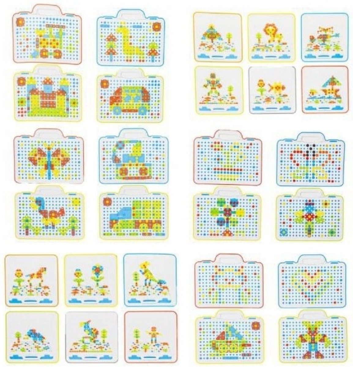 107-delig 3D Puzzel Constructie Bouw Speelgoed Mozaïek met Elektrische Schroef Boor Machine & Batterijen - Bouwonderdelen - Creatieve 2D/3D Puzzel met Werkende Boormachine & Gereedschapskoffer - Speelgoedgereedschapskoffer met Mozaïekbord — afbeelding 13