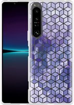 Sony Xperia 1IV Hoesje Paars Hexagon Marmer Designed by Cazy