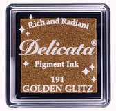 DE-SML-191 Delicata glitter inkt - stempelkussen klein - "golden glitz" - echt goud