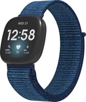 SmartphoneClip® Nylon Donkerblauw Bandje geschikt voor Fitbit Versa 3 en Fitbit Sense