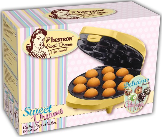 Bestron Cake pop maker - DCPM12V - 700W - 12 cake pops - Incl. 12 stokjes & vorkjes - Geel - 5 jaar garantie van Bestron — afbeelding 4