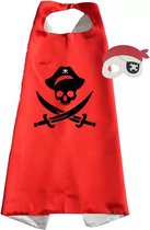Cape et masque de pirate - Costume de pirate - Cape de pirate avec masque - Costume de pirate - Rouge avec cache-oeil