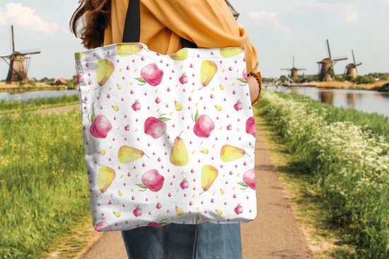 Sac Bandoulière - Sac Plage - Shopper Poires - Pommes - Aquarelle - 40x40 cm - Sac Coton