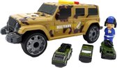 Ariko Leger Jeep - Militaire Garage Auto - Speelgoed voertuig - Incl mini voertuigen - Met licht en Geluid