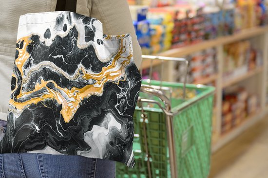 Sac bandoulière - Sac de plage - Shopper Marble - Goud - Wit - 40x40 cm - Sac coton