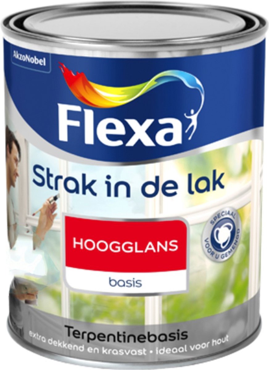 Flexa Strak In De Lak Alkyd Hoogglans Wit - 1 liter op kleur- Lakverf - Dekkend - Buiten - Hoogglans -