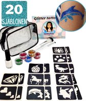 Glitter Tattoo Complete Set voor Kinderen - 20 sjablonen