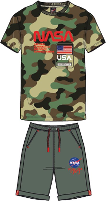 Beyond The Rainbow Set - Sportset / Gymset - NASA - Camouflage - Groen - Maat 98/104 (4 jaar)