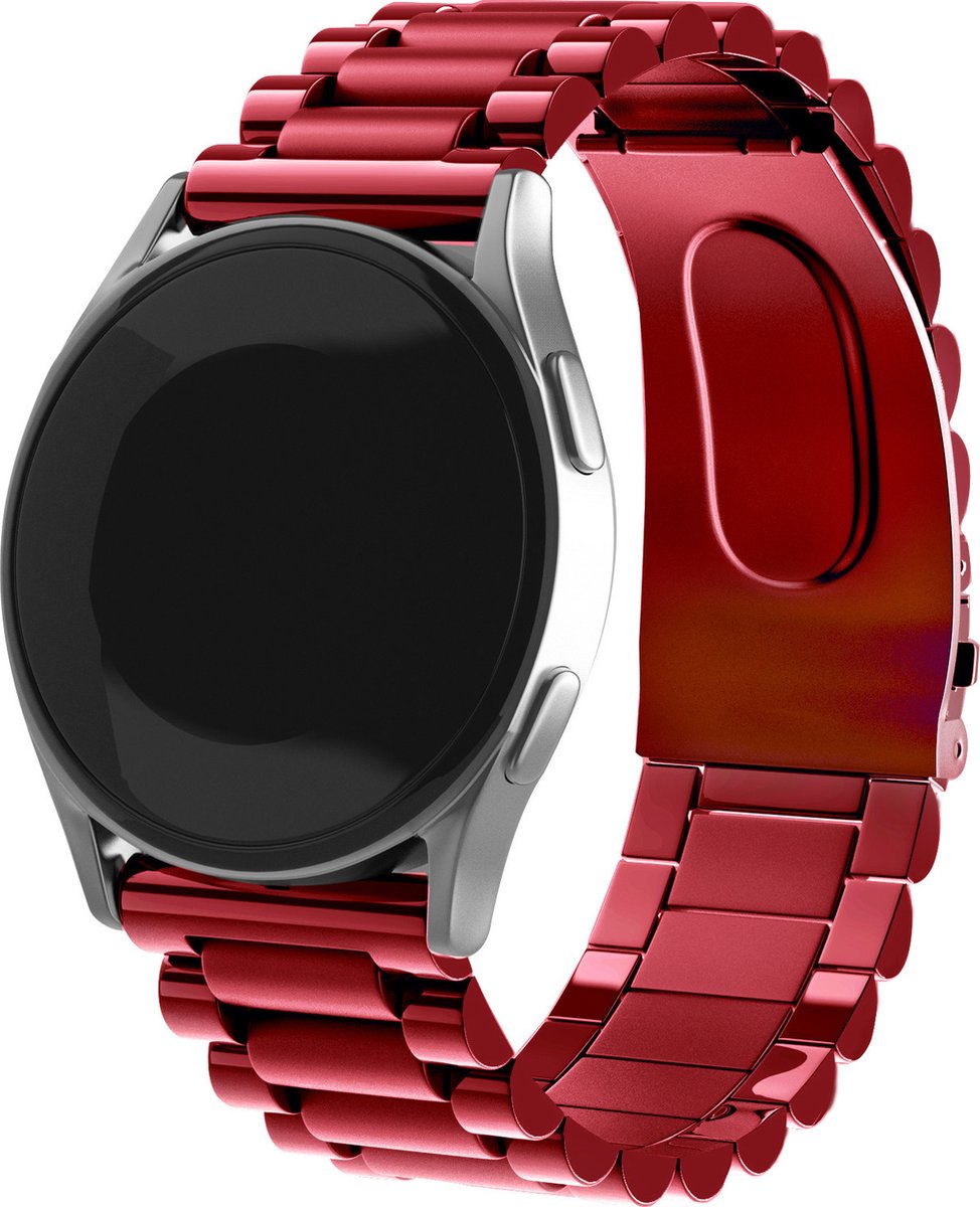 Strap-it Stalen schakel bandje - geschikt voor Fossil Gen 5 / Gen 5e 44mm / Gen 6 44mm - rood